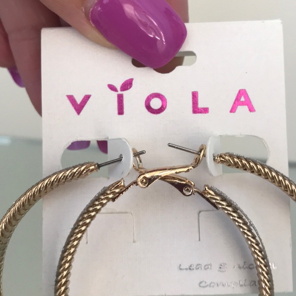 💎Crushed Crystal Ribbed Hoop Earrings 💎 - Picture 6 of 6